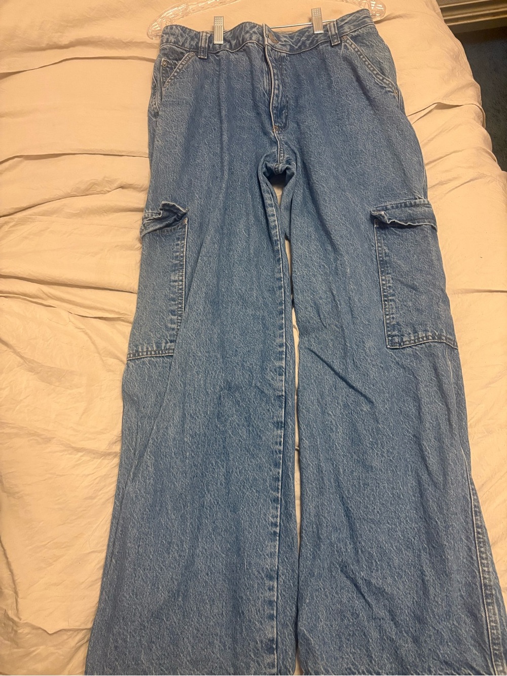 ASOS Light Blue Wide Leg Cargo Jeans